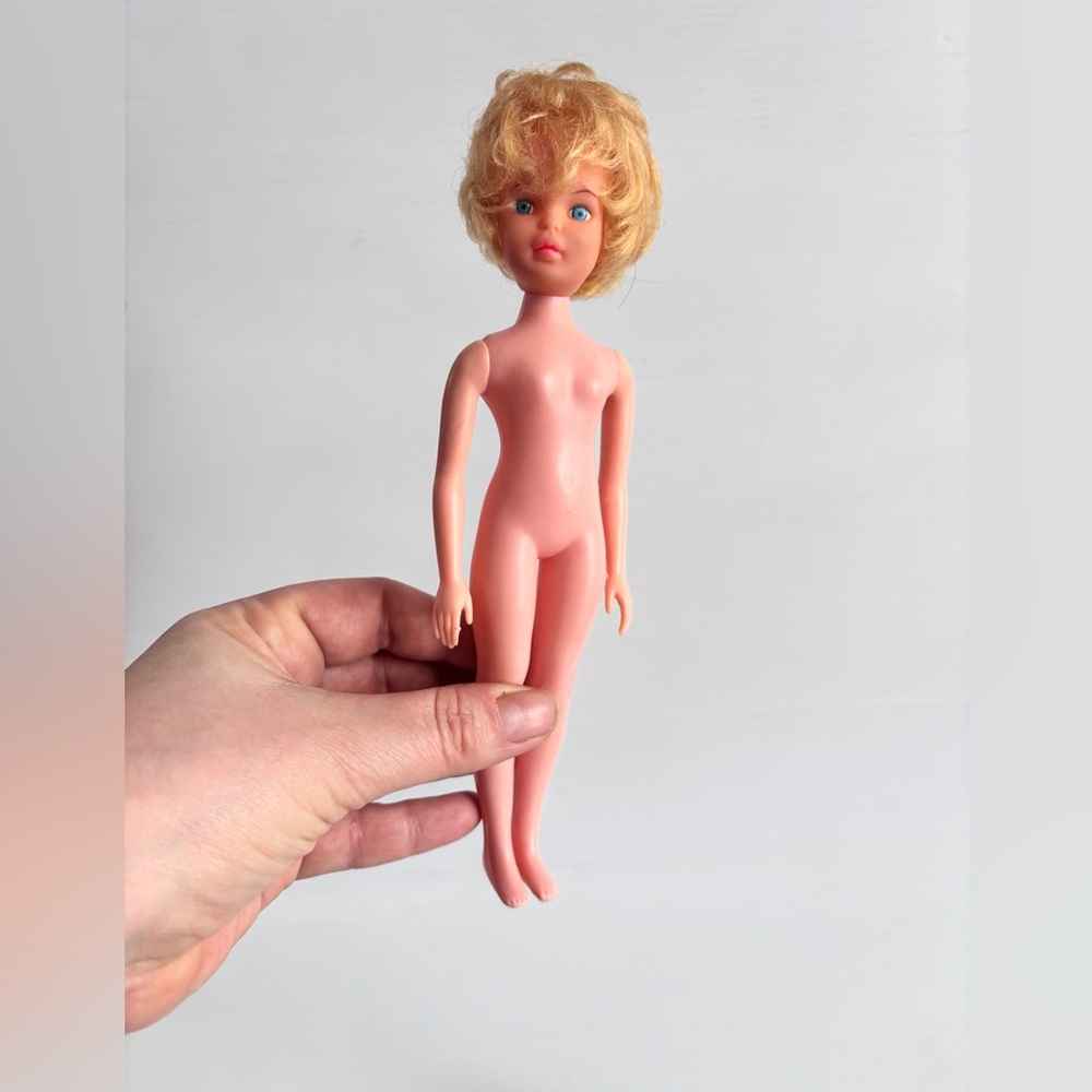 Vintage Hong Kong Plastic Doll Blonde Blue Eyes 8 Inch